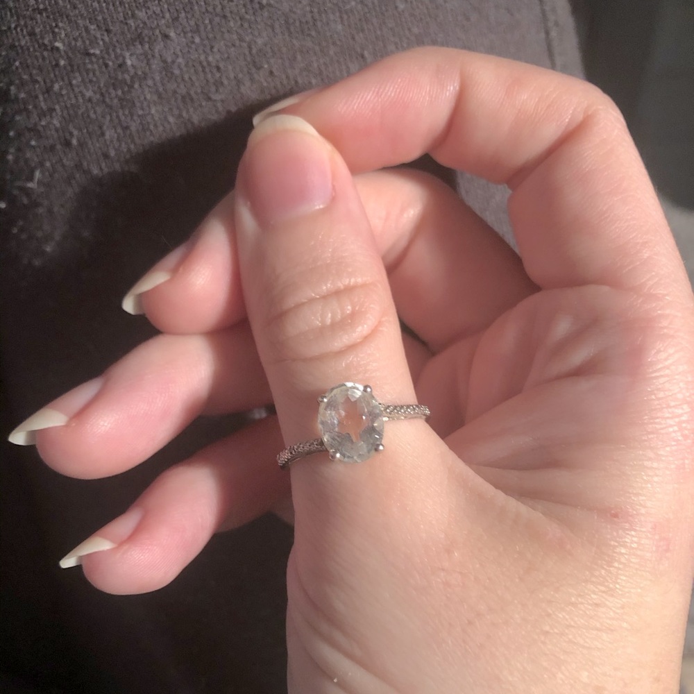 Solid 925 Sterling Silver Ring With Topaz Stones - image 6